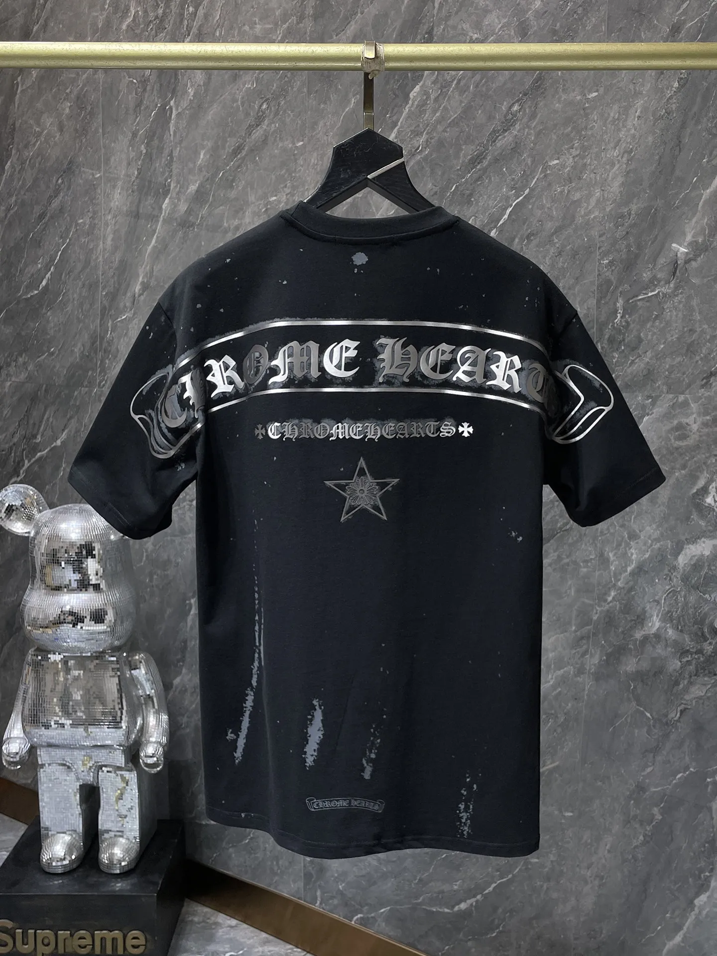P170 new Chrome Hearts 25ss high version for summer! High-weight, environmentally friendly and high-quality top-quality fabrics 260g~285g Crow Snow Five-pointed Star Horizontal Axis Sanskrit Engraving Film Short Sleeves Counter Synchronization Re-engraved Version 1:1 Recommended Colors: White, Black Sizes: S, M, L, XL